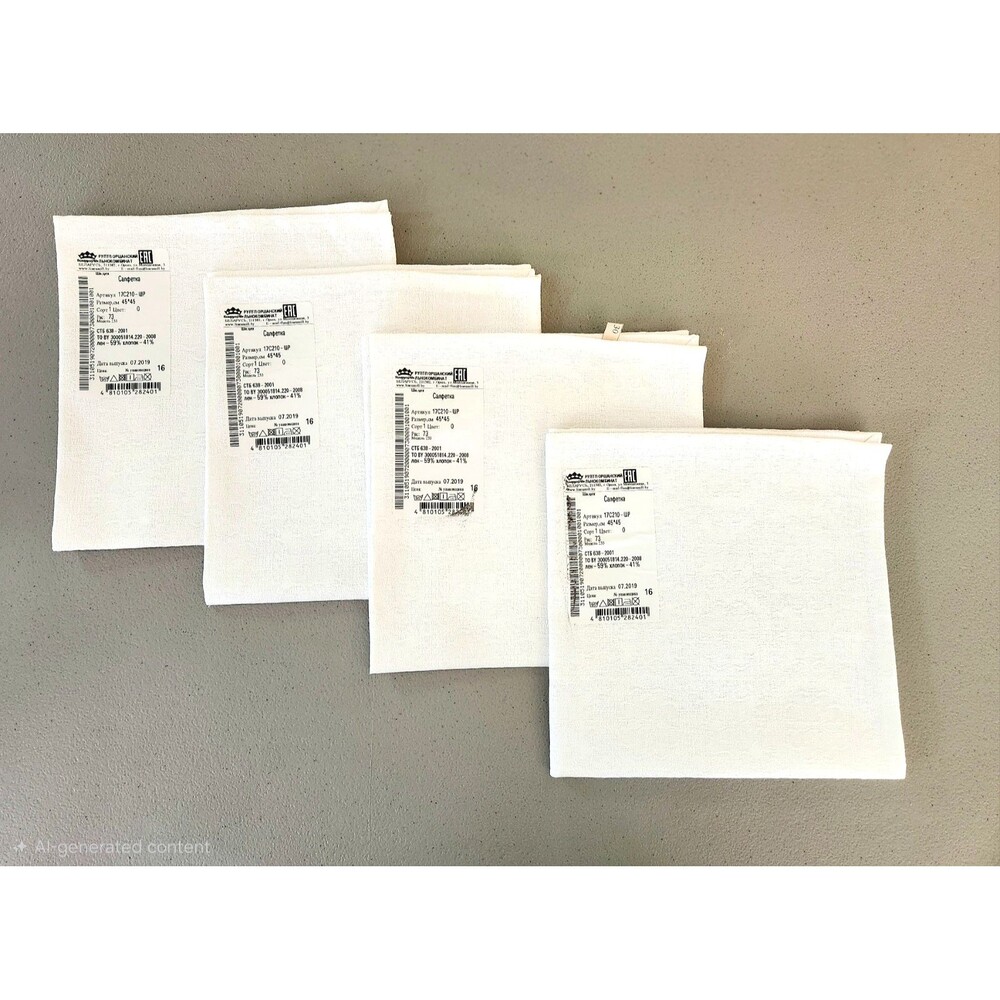 Cottage Classic VTG NWT Set Of 4 Napkins White Linen Blend Woven Flowers #03